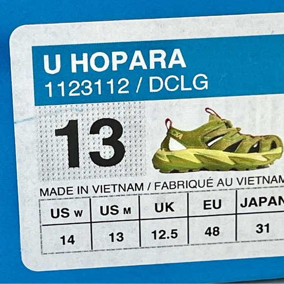 NWT Hoka Hopara Hiking Sandal Wet / Dry shoe in Dark Citron Luminary Green - Picture 15 of 16